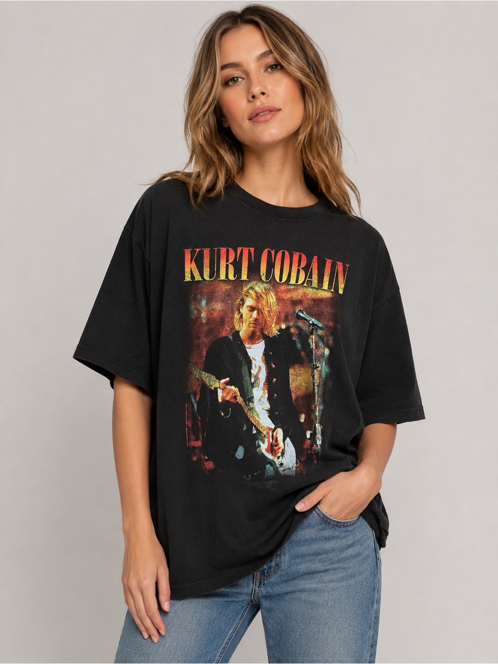 Kurt Cobain Nirvana MTV Unplugged Graphic Tshirt Black 1x